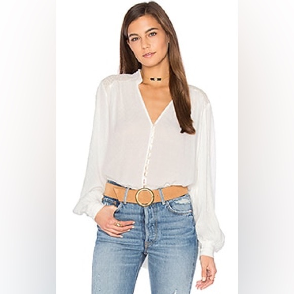FREE PEOPLE Canyon Rose Button Down Top in Ivory - Picture 4 of 10